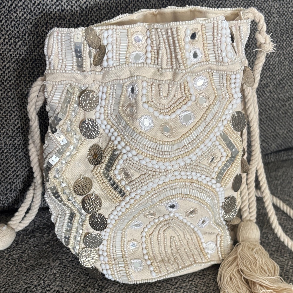 EXPRESS Beaded drawstring bag